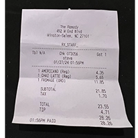 The Remedy Coffee House Receipt Verified Visit Receipt for The Remedy Coffee House