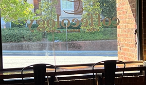 Coffeeology Coffee Shop in Front Window