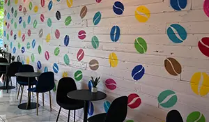 Remedy Coffee House 17 Coffee bean wall at Waterbean coffee