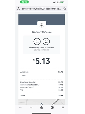 Sanctuary Card Receipt Sanctuary Coffee Receipt