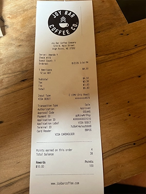 JoyBar_Main_Street_Receipt JoyBar Main Street Receipt