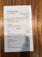 Converge Coffee Verified Visit Receipt